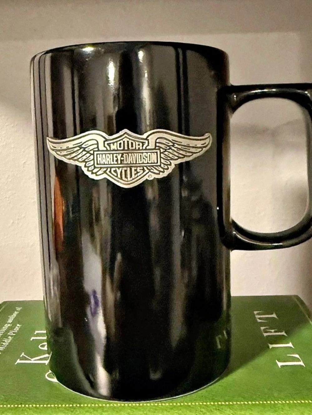 Harley-Davidson Pewter Winged Emblem Ceramic Mug by Hallmark Black